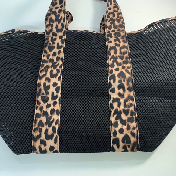 Victoria's Secret Large Mesh Tote Bag Black Leopard Print 24” - Picture 3 of 10